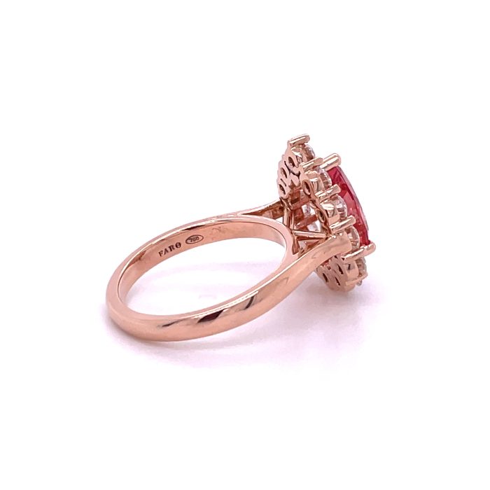 2,6 ct Pear Padparadscha sapphire ring with moissanite halo 1,2 ct DEW* - FARO para toda la vida