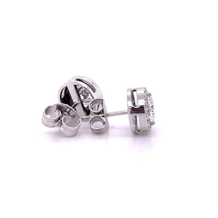 Jewellery set of round brilliant moissanite halo stud earrings and pendant - FARO para toda la vida
