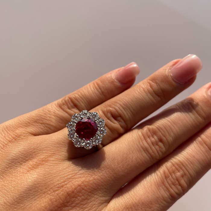 Ruby ring moissanites diamonds engagement Eva Longoria