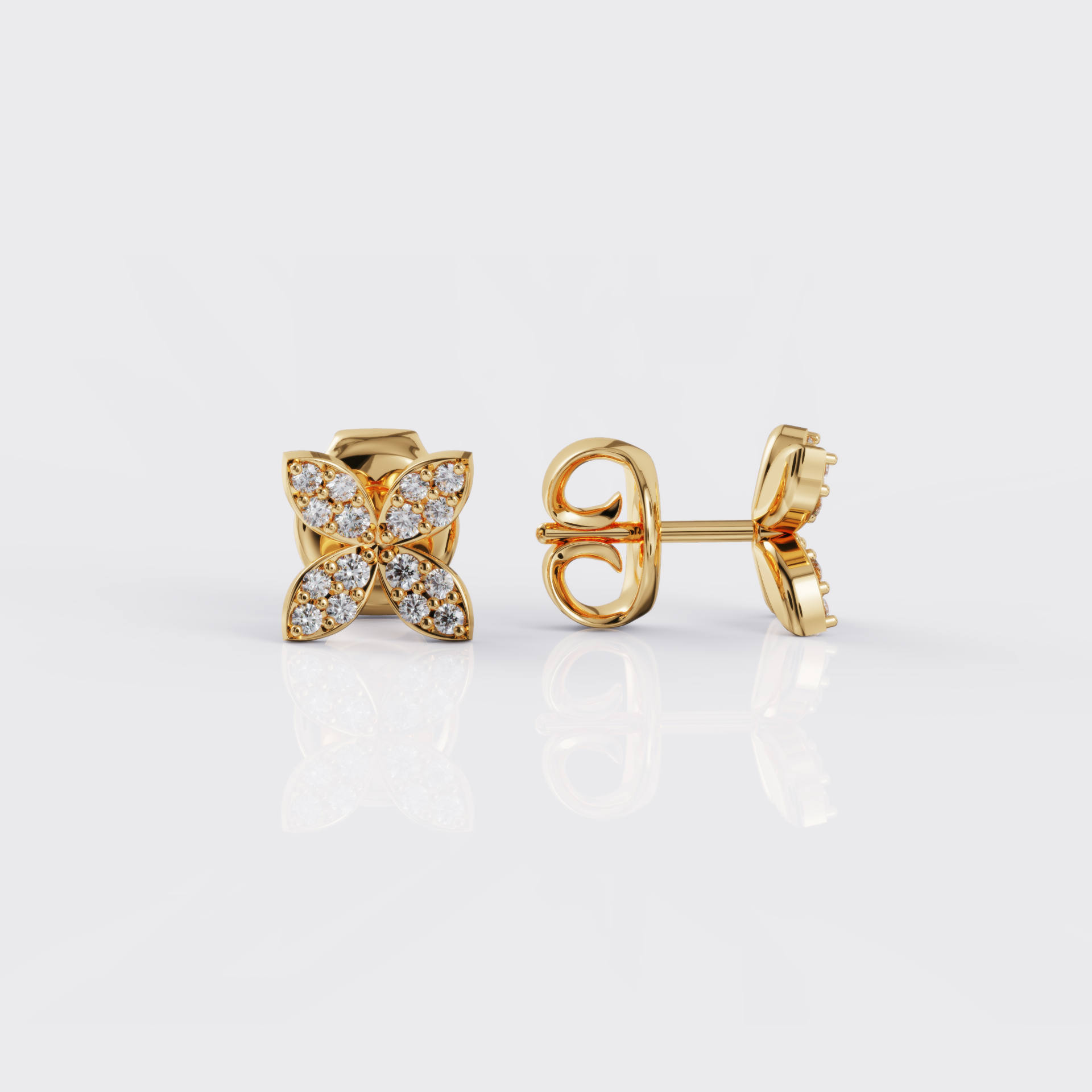 Snowflake Earrings, 14k Yellow Gold Studs, Baby Girl Earrings, Solid Gold  Earrings, Mini Winter Studs - Etsy