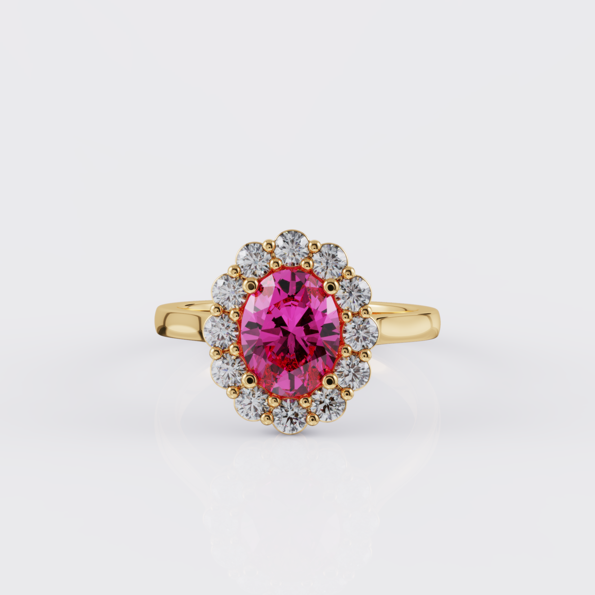 Hot Pink Sapphire Ring Cushion Engagement Ring with Diamond Halo - Rare  Earth Jewelry